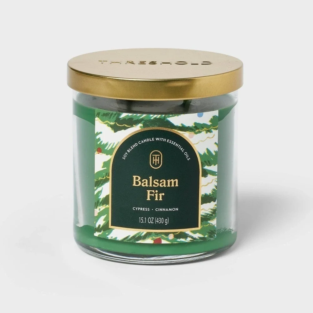 Threshold 2-Wick Balsam Fir Lidded Glass Jar Candle 15.1oz NWT